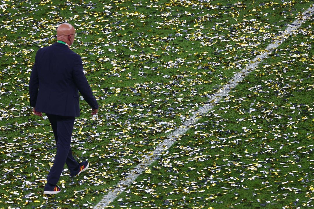 El seleccionador español Luis de la Fuente, tras ganar la Eurocopa. EFE/EPA/HANNIBAL HANSCHKE